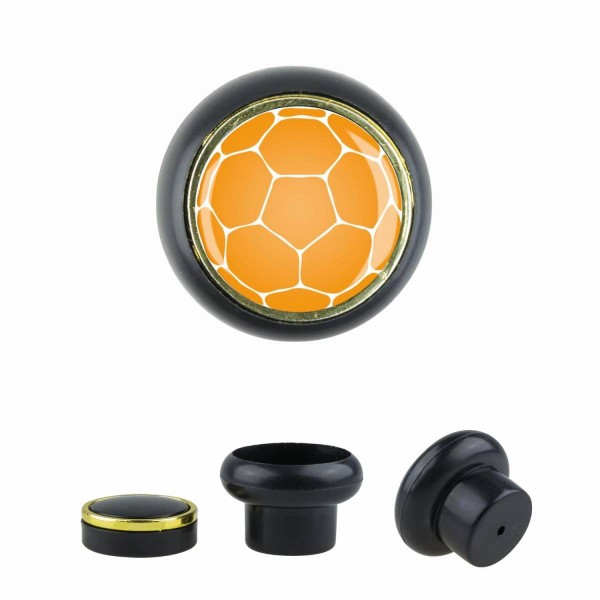 Designer Kunststoff Möbelknopf KSTSP014 KST07162S Schwarz Sport Fußball Soccer Motiv