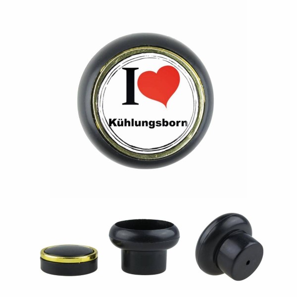 Designer Kunststoff Möbelknopf KSTSP017 KST00101S Schwarz I Love Kühlungsborn Motiv