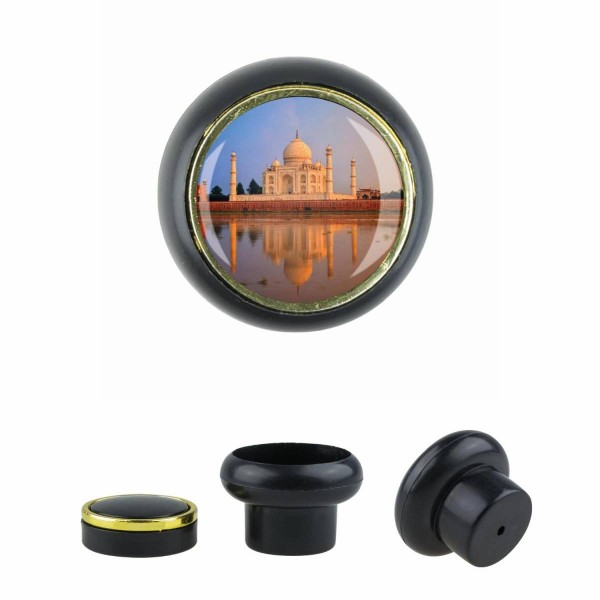 Designer Kunststoff Möbelknopf KSTSP016 KST00008S0 Schwarz Indien Taj Mahal Motiv