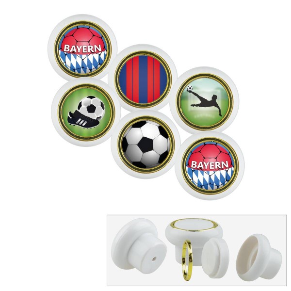 Kunststoff Möbelknopf Set 019WP Fußball Bundesliga Bayern 6er
