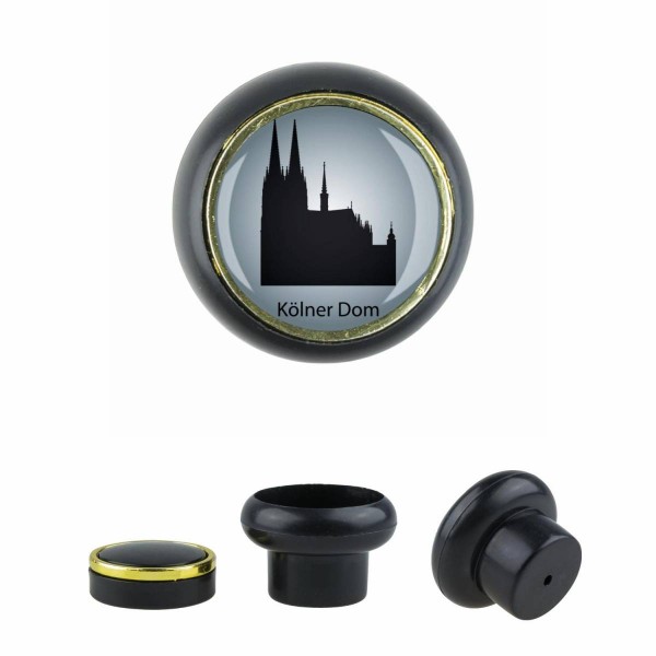 Designer Kunststoff Möbelknopf KSTSP016 KST00060S0 Schwarz Kölner Dom Motiv