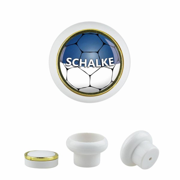 Designer Kunststoff Möbelknopf KSTSP014 KST03526W Weiss Sport Fußball Bundesliga Verein Schalke Moti