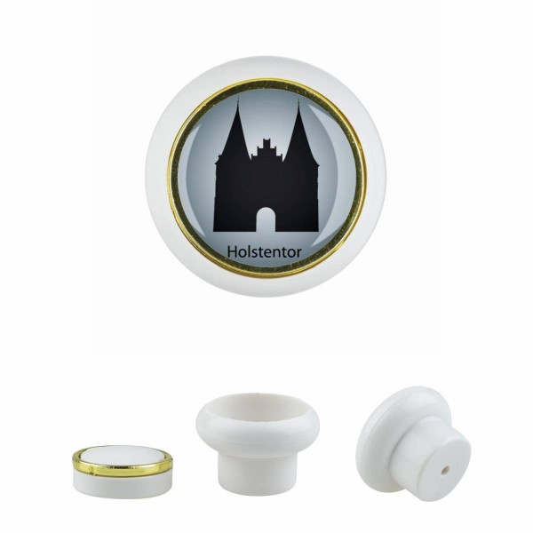 Designer Kunststoff Möbelknopf KSTSP016 KST00030W0 Weiss Holstentor Sehenswürdigkeiten Deutschland M