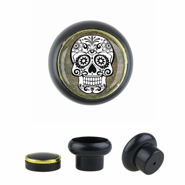 Designer Kunststoff Möbelknopf KSTSP015 KST03325S Schwarz Totenkopf Schädel Skull Gothic Motiv