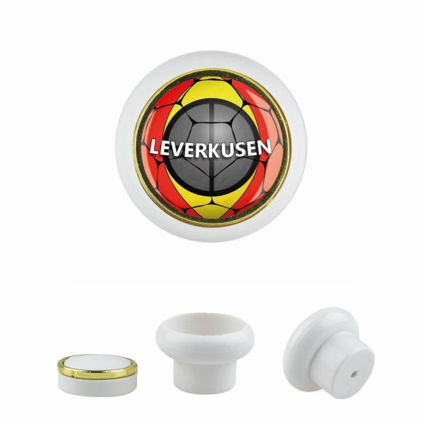 Designer Kunststoff Möbelknopf KSTSP014 KST04554W Weiss Sport Fußball Bundesliga Verein Leverkusen M