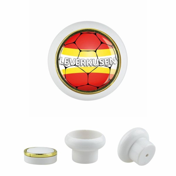 Designer Kunststoff Möbelknopf KSTSP014 KST03521W Weiss Sport Fußball Bundesliga Verein Leverkusen M