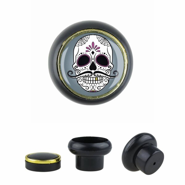 Designer Kunststoff Möbelknopf KSTSP015 KST05929S Schwarz Totenkopf Schädel Skull Gothic Motiv