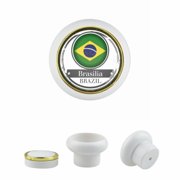 Designer Kunststoff Möbelknopf KSTSP016 KST00024W0 Weiss Brasilien Motiv