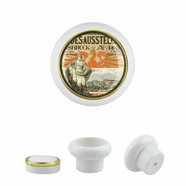 Designer Kunststoff Möbelknopf KSTSP016 KST00985W0 Weiss Städte Länder Welt Nostalgie Motiv