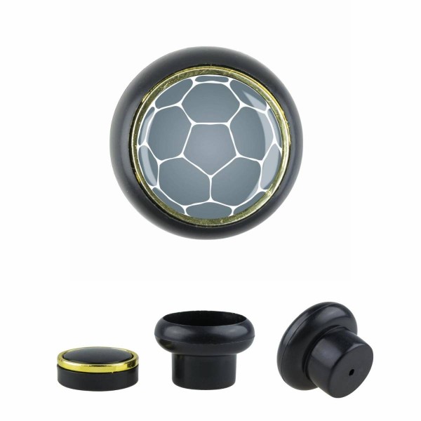 Designer Kunststoff Möbelknopf KSTSP014 KST07175S Schwarz Sport Fußball Soccer Motiv