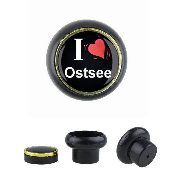 Designer Kunststoff Möbelknopf KSTSP017 KST00111S Schwarz I Love Ostsee Motiv