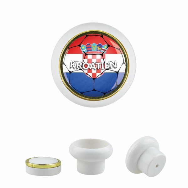 Designer Kunststoff Möbelknopf KSTSP014 KST03539W Weiss Sport Fußball Europa Verein Club Kroatien Mo