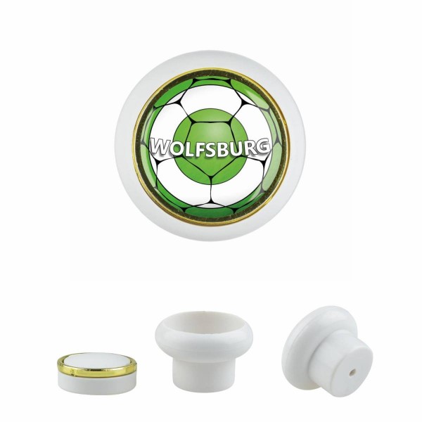 Designer Kunststoff Möbelknopf KSTSP014 KST04555W Weiss Sport Fußball Bundesliga Verein Wolfsburg Mo