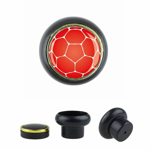 Designer Kunststoff Möbelknopf KSTSP014 KST07171S Schwarz Sport Fußball Soccer Motiv